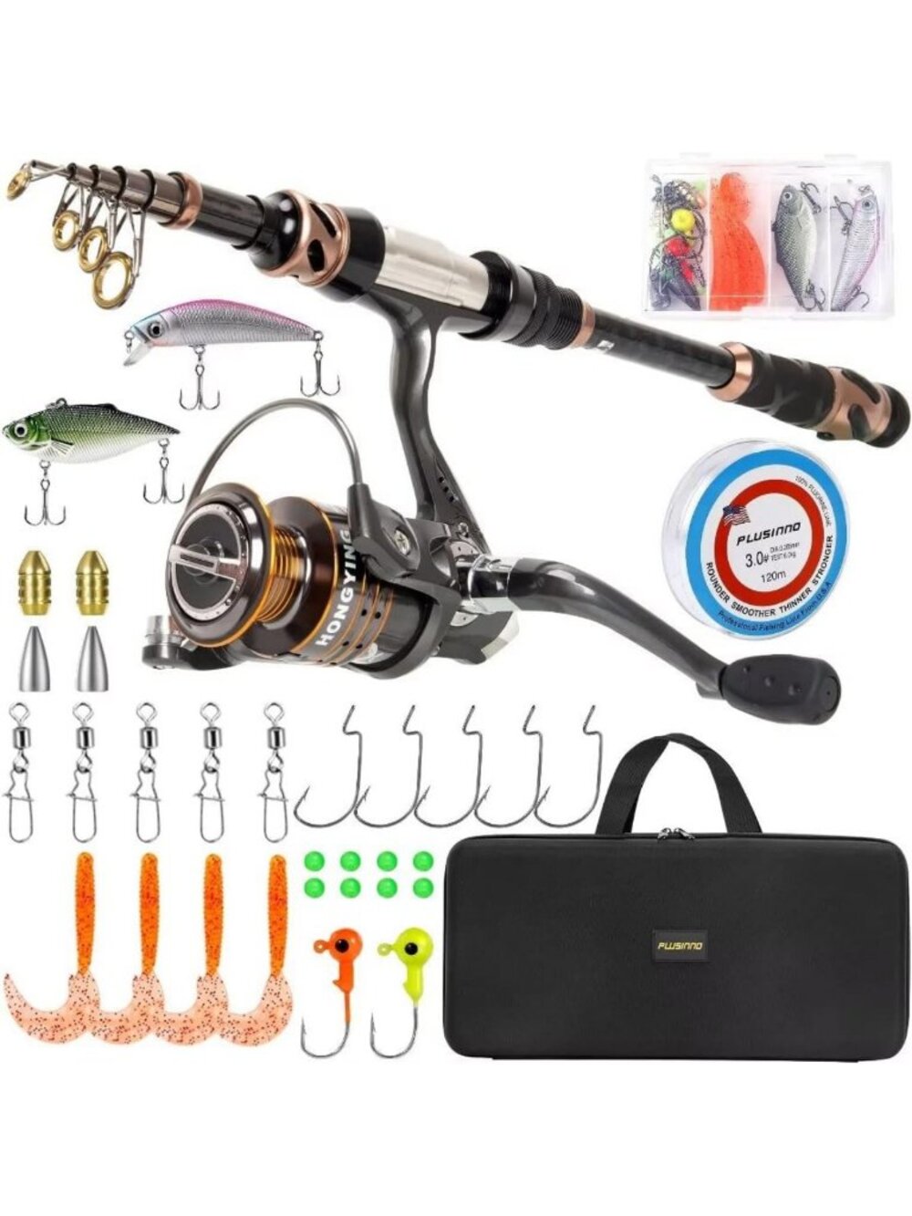 Telescopic Carbon Fiber Fishing Rod & Reel Combo - 12+1 Bearings, Lightweight